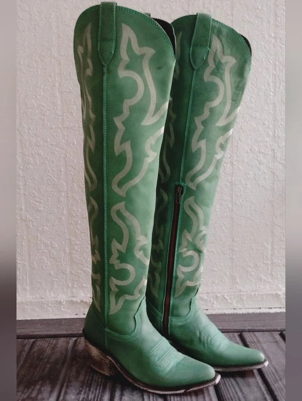 Liberty Black Allyssa Vegas Green Over the Knee Western Cowboy Boots